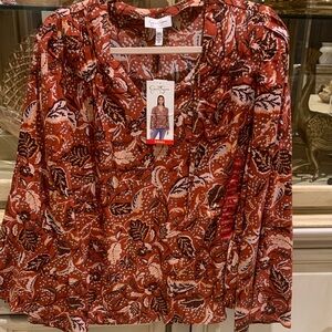 Jessica Simpson Women's Floral Blouse with flare sleeves size XS NWT
